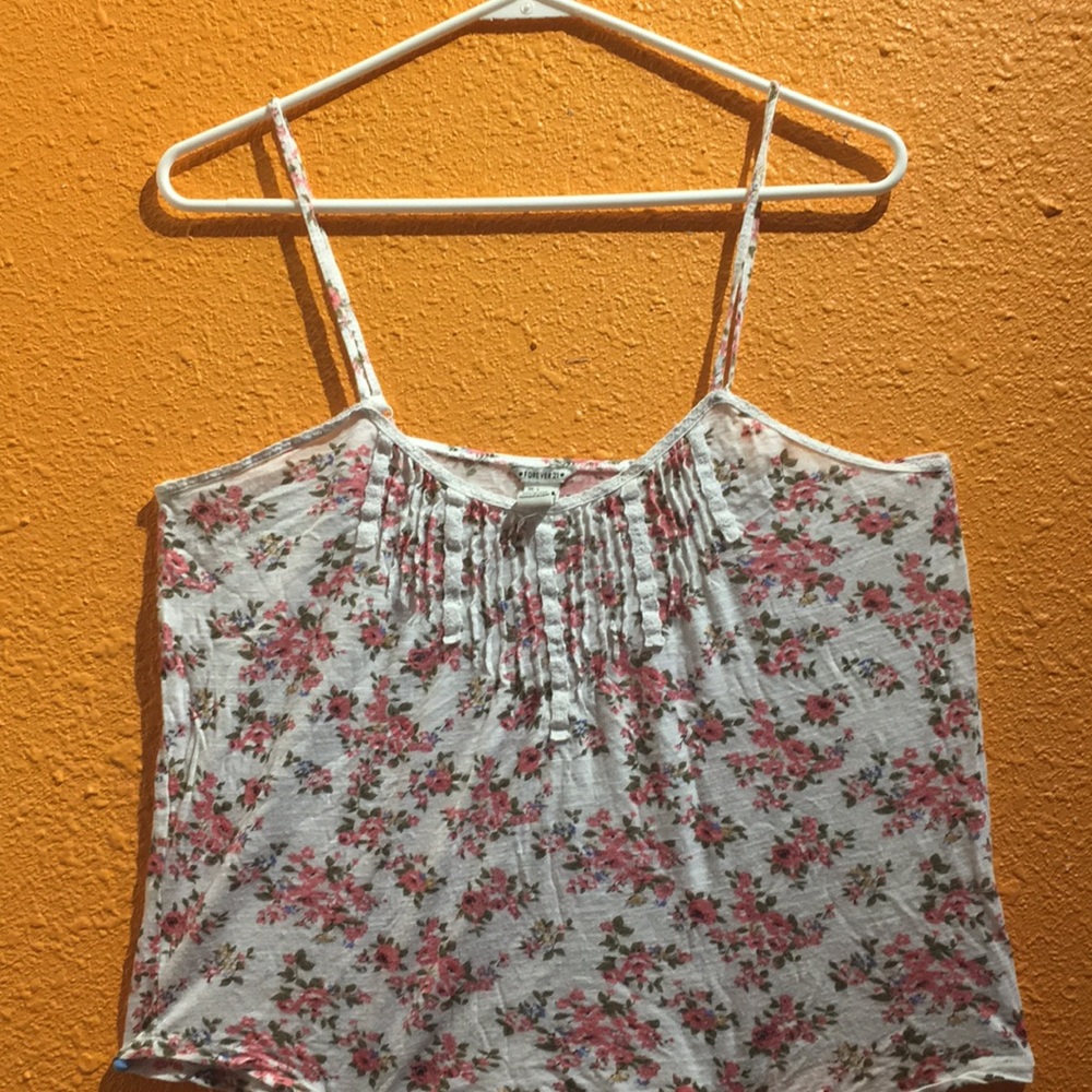 Pink and white floral top